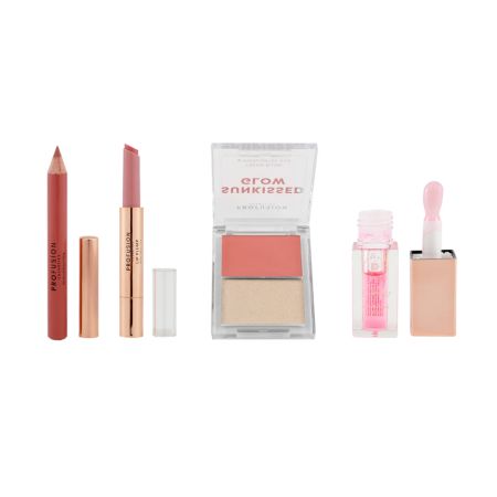 Set 4 produse pentru machiaj fata si buze Pink Glow, Profusion Cosmetics 743694
