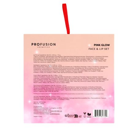 Set 4 produse pentru machiaj fata si buze Pink Glow, Profusion Cosmetics 743695