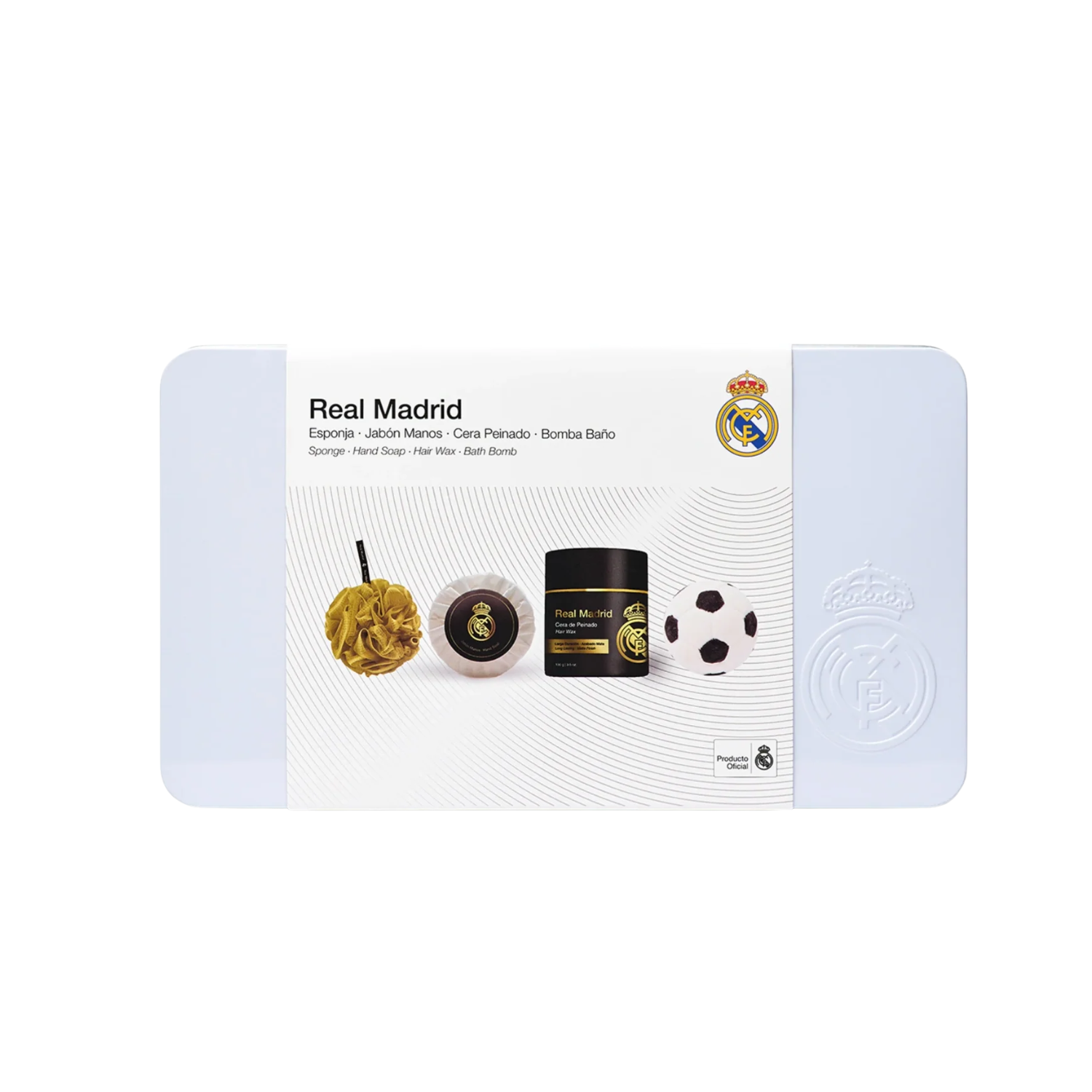 Set 4 cosmetice pentru barbati in cutie metalica, Real Madrid