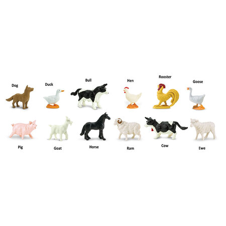 Set figurine pictate manual, Animale de ferma, 3 ani+, 12 bucati, Safari Ltd 743880