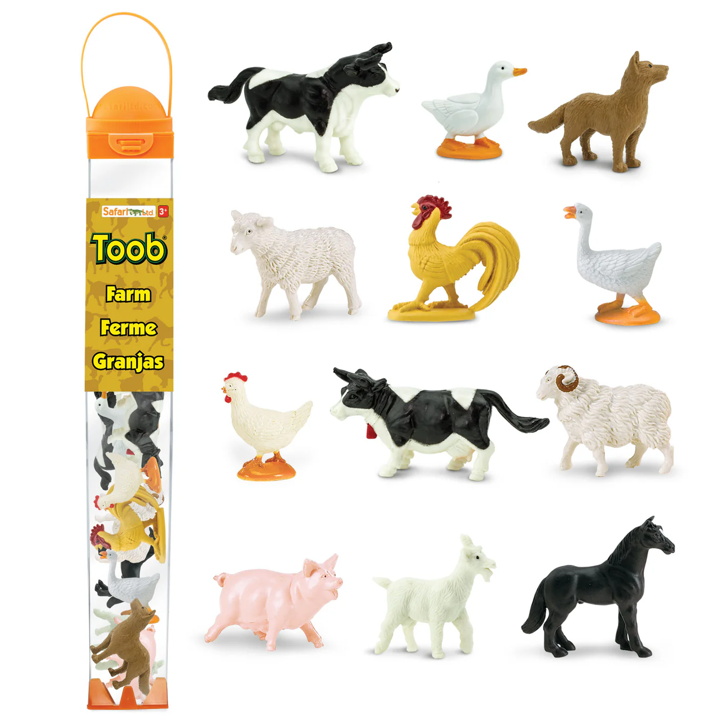 Set figurine pictate manual, Animale de ferma, 3 ani+, 12 bucati, Safari Ltd