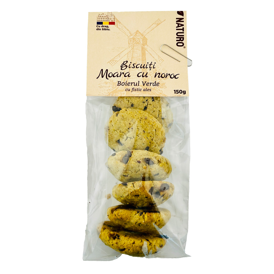 Biscuiti Boierul Verde cu fistic Moara cu Noroc, 150 g, Naturo
