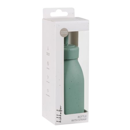 Pahar din silicon cu pai Platinum, Sage Green, + 18 luni, 200 ml, Kikka Boo 743962