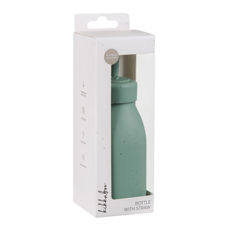Pahar din silicon cu pai Platinum, Sage Green, + 18 luni, 200 ml, Kikka Boo 743962