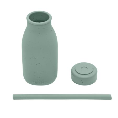 Pahar din silicon cu pai Platinum, Sage Green, + 18 luni, 200 ml, Kikka Boo 743960