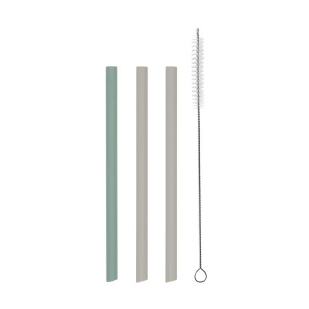 Set 3 paie din silicon + perie de curatare Platinum, Sage Green, Kikka Boo