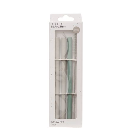 Set 3 paie din silicon + perie de curatare Platinum, Sage Green, Kikka Boo 743993