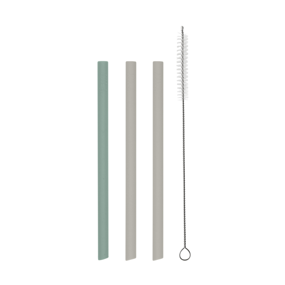 Set 3 paie din silicon + perie de curatare Platinum, Sage Green, Kikka Boo