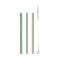 Set 3 paie din silicon + perie de curatare Platinum, Sage Green, Kikka Boo