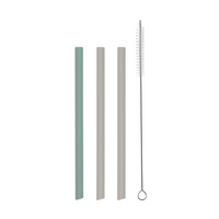 Set 3 paie din silicon + perie de curatare Platinum, Sage Green, Kikka Boo