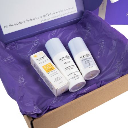 Kit anti-aging cu ser Rejuvenate, crema Repair si mini crema Protect SPF50+, 30+50+15 g, Se:Reskin 744028