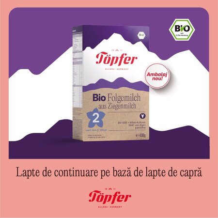 Lapte praf Bio de capra Formula 2, 400 g, Topfer 744111