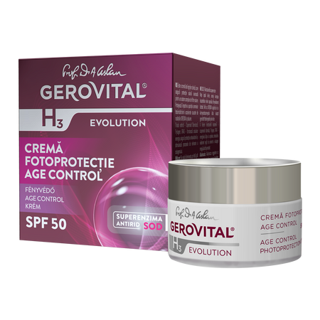 Crema fotoprotectie Age Control cu SPF50 H3 Evolution, 50 ml, Gerovital