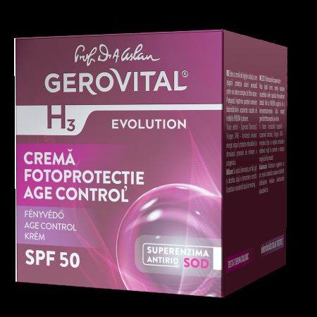 Crema fotoprotectie Age Control cu SPF50 H3 Evolution, 50 ml, Gerovital 744166