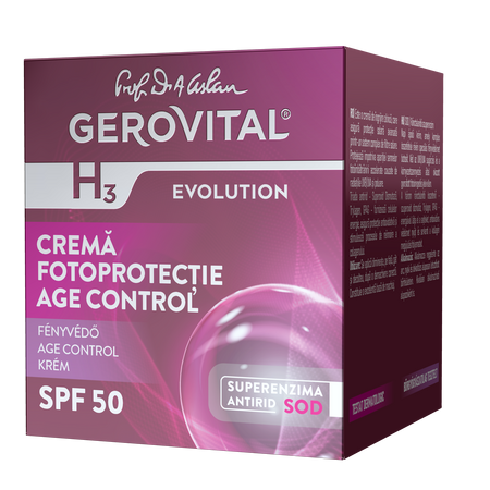 Crema fotoprotectie Age Control cu SPF50 H3 Evolution, 50 ml, Gerovital 744166