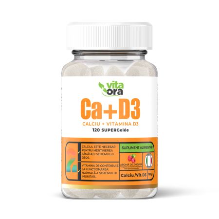 Ca+D3 Super Gelee, aroma de zmeura, 120 jeleuri, Vita Ora
