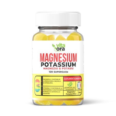 Magnesium Potasium Super Gelee, aroma de lime, 120 jeleuri, Vita Ora