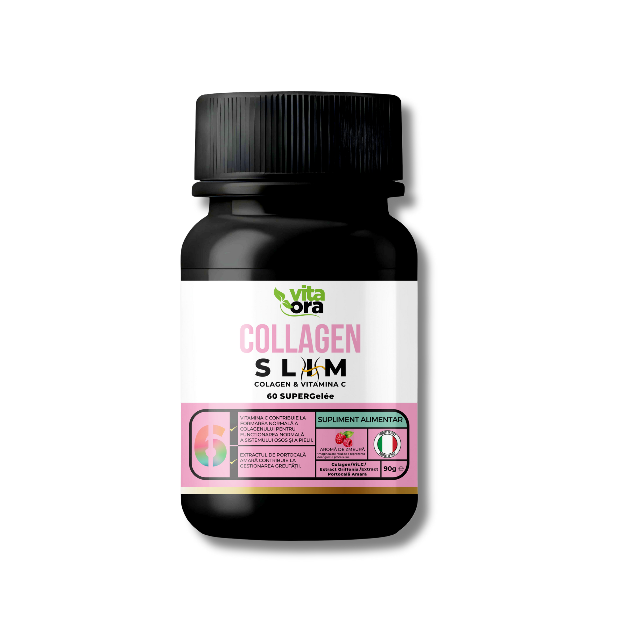 Collagen Slim Super Gelee, aroma de zmeura, 60 jeleuri, Vita Ora