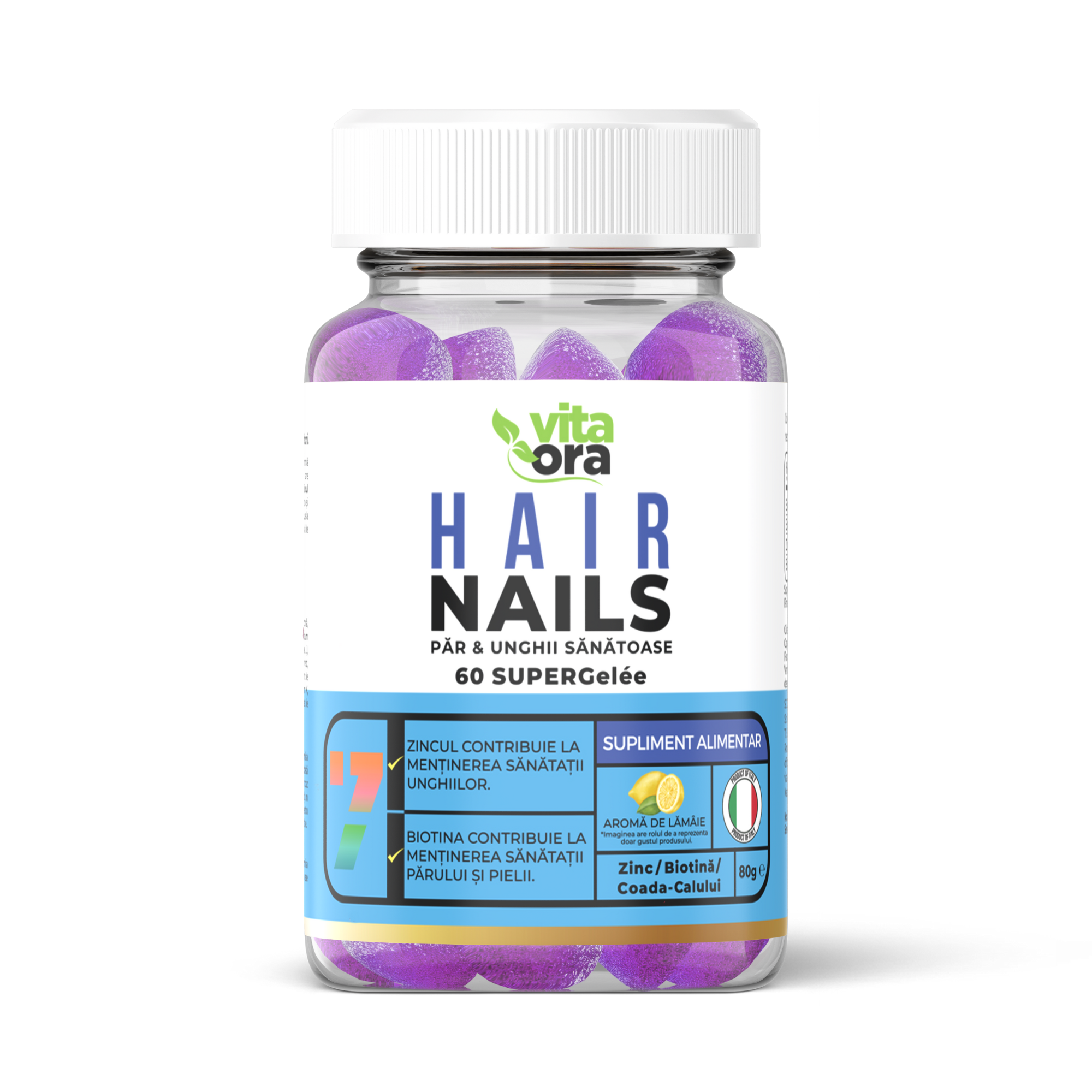 Hair and Nails Super Gelee, aroma de lamaie, 60 jeleuri, Vita Ora