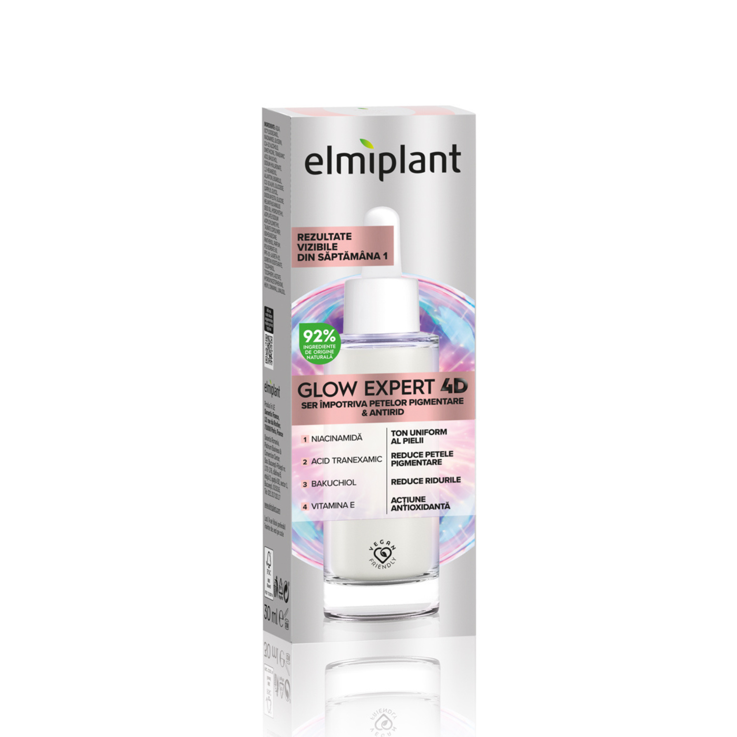 Ser impotriva petelor pigmentare si antirid Glow Expert 4D, 30 ml, Elmiplant