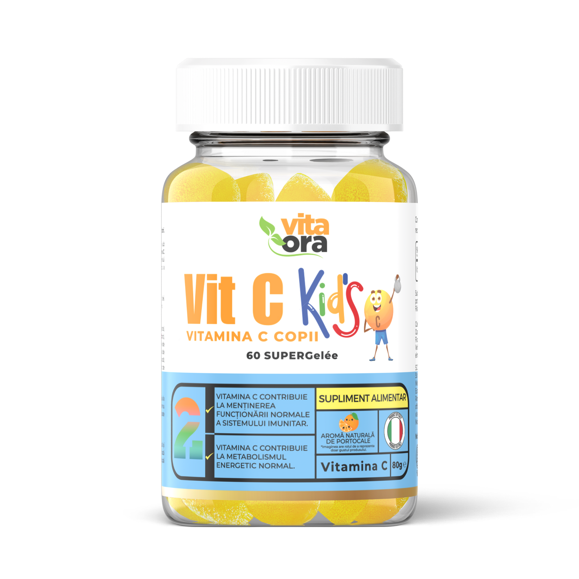 Vitamina C Kids Super Gelee, aroma de portocale, 60 jeleuri, Vita Ora