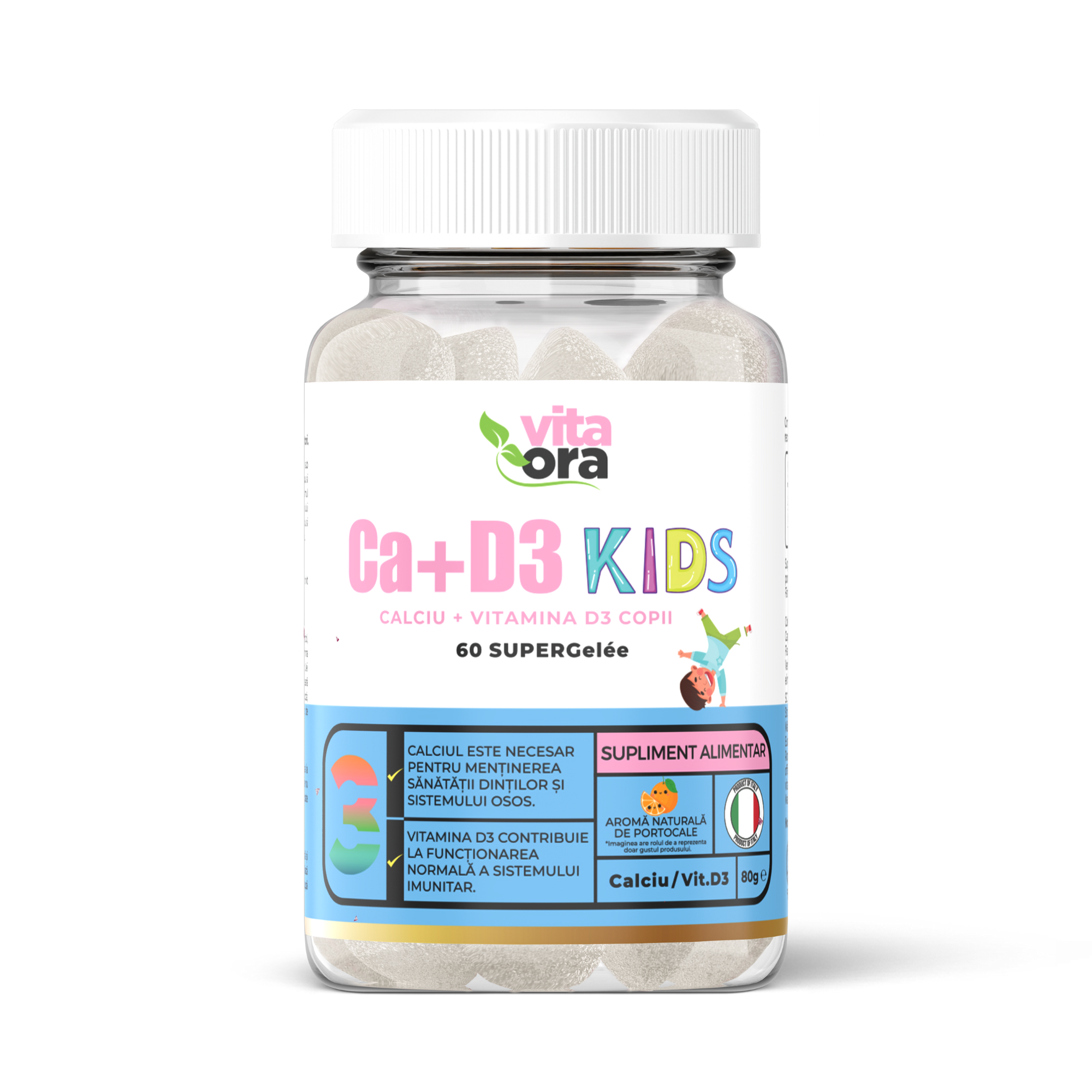 Ca+D3 Kids Super Gelee, 60 jeleuri, Vita Ora