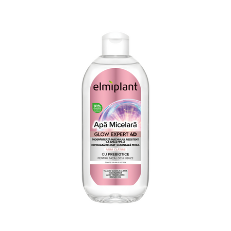 Apa micelara iluminatoare cu Prebiotice Glow Expert 4D, 400 ml, Elmiplant