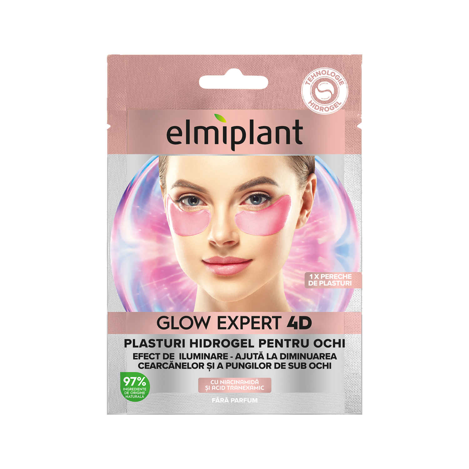 Plasturi de hidrogel pentru ochi Glow Expert 4D, 1 bucata, Elmiplant