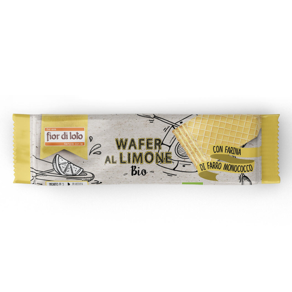 Napolitane bio cu lamaie si grau spelta, 30 g, Fior di Loto