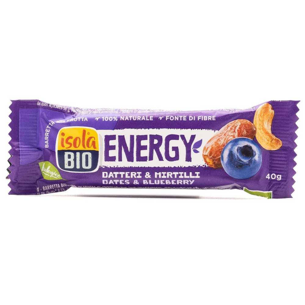 Baton Bio Energy cu afine si curmale, 40 g, Isola Bio
