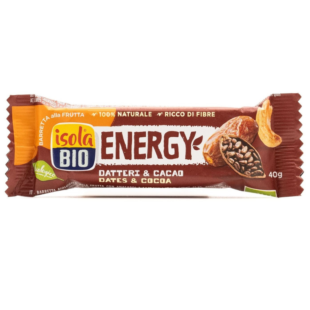 Baton Bio Energy cu cacao si curmale, 40 g, Isola Bio