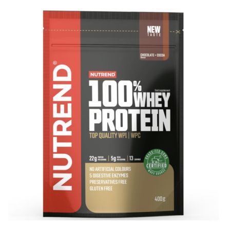 Pudra proteica zer 100% Whey protein, aroma ciocolata si cacao, 400 g, Nutrend