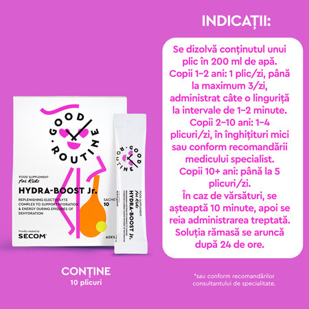 Hydra-Boost Jr, gust portocala, 10 plicuri x 4.2 g, Good Routine 763473