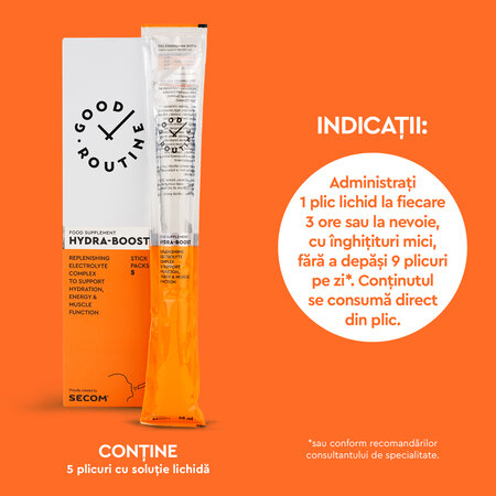 Hydra-Boost, gust de zmeura, 5 plicuri lichide x 50 ml, Good Routine 777167