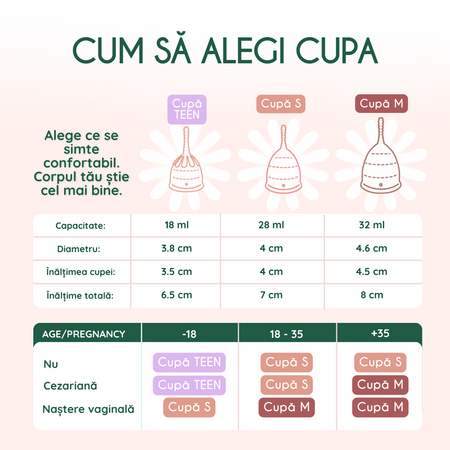 Cupa menstruala 100% silicon medicinal, Marimea S, Powder, 1 bucata, FemiEko 756879