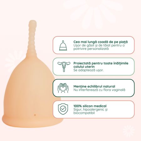 Cupa menstruala 100% silicon medicinal, Marimea S, Powder, 1 bucata, FemiEko 744942