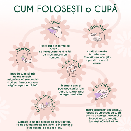 Cupa menstruala 100% silicon medicinal, Marimea S, Powder, 1 bucata, FemiEko 744944