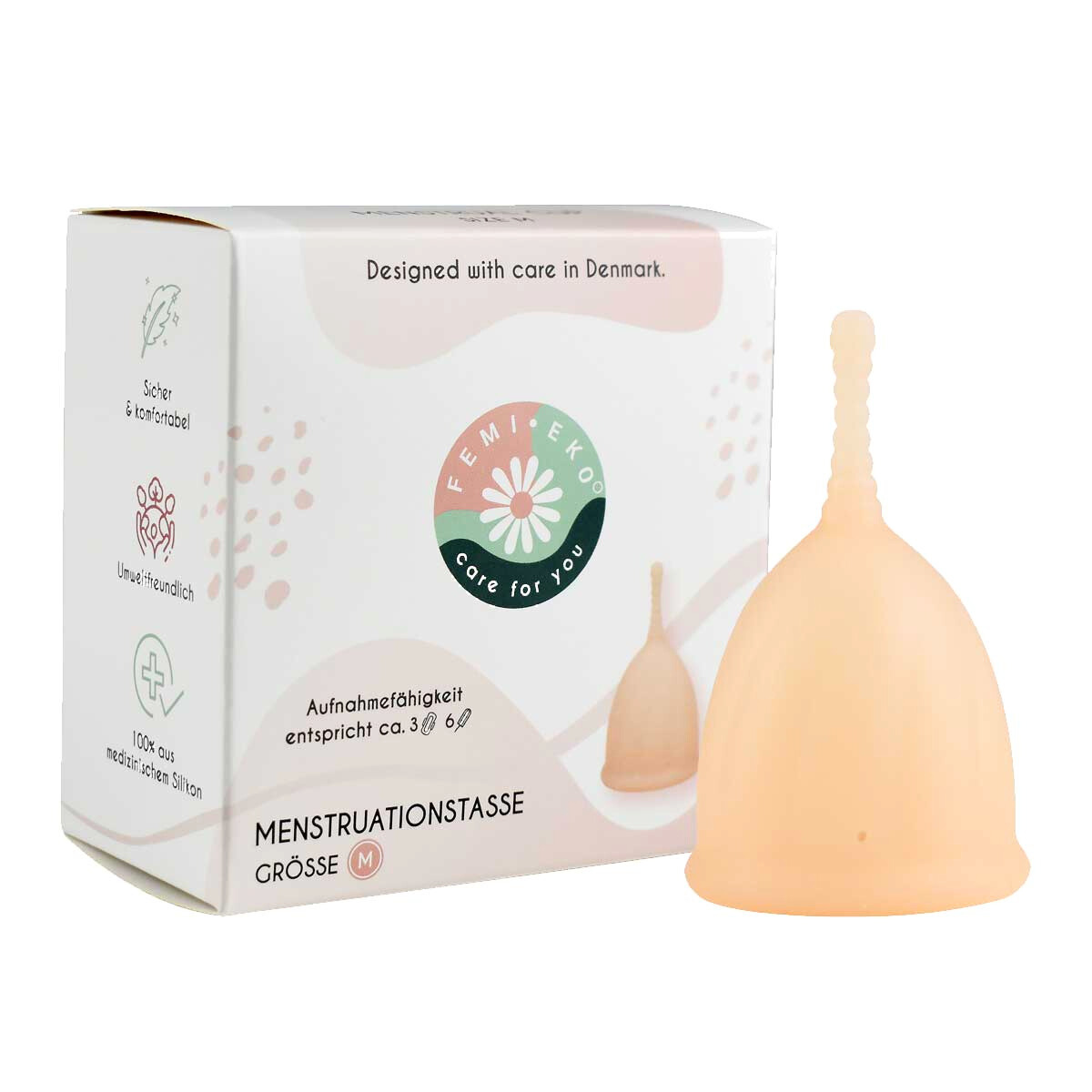 Cupa menstruala 100% silicon medicinal, Marimea M, Powder, 1 bucata, FemiEko
