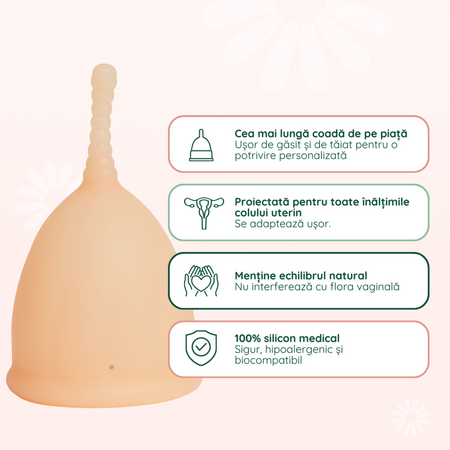 Cupa menstruala 100% silicon medicinal, Marimea M, Powder, 1 bucata, FemiEko 744953