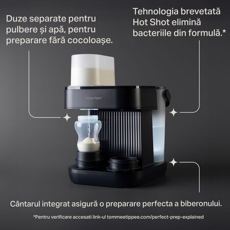 Aparat pentru pregatirea laptelui praf Perfect Prep Pro, Negru, Tommee Tippee 745560