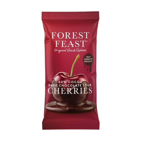 Visine invelite in ciocolata belgiana neagra, 40 g, Forest Feast