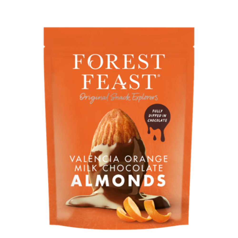 Migdale in ciocolata cu lapte si aroma de portocala, 120 g, Forest Feast