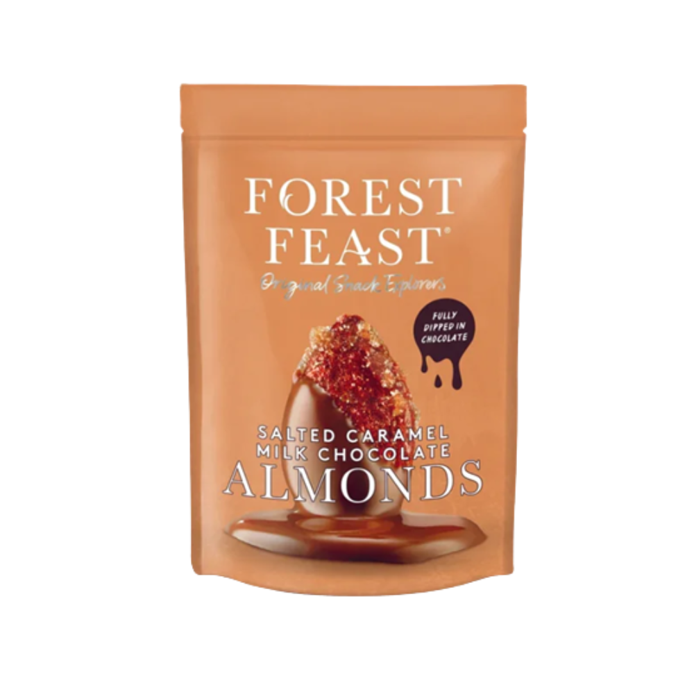 Migdale caramelizate cu sare de mare in ciocolata belgiana, 120 g, Forest Feast