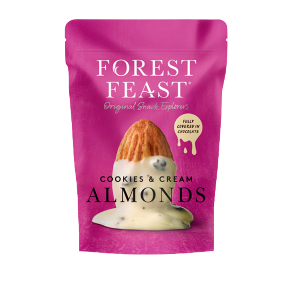 Migdale in ciocolata belgiana alba si biscuiti crocanti, 120 g, Forest Feast