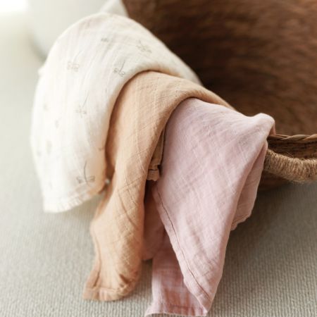 Muselina multifunctionala din bumbac 100% organic, 60x60 cm, Pure Bloom, 3 bucati, Onino 745392