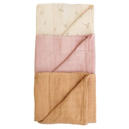 Muselina multifunctionala din bumbac 100% organic, 60 x 60 cm, Pure Bloom, 3 bucati, Onino