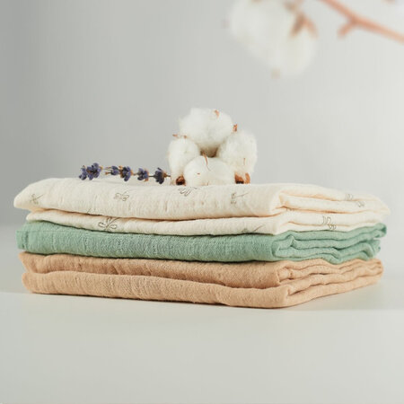 Muselina multifunctionala din bumbac 100% organic HUG.me, 60x60 cm, Pure Nature, 3 bucati, Onino 745443