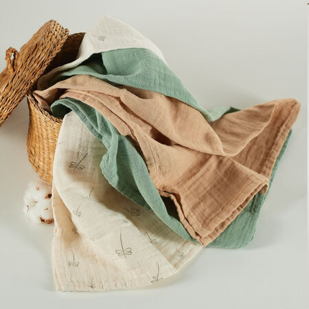 Muselina multifunctionala din bumbac 100% organic HUG.me, 60x60 cm, Pure Nature, 3 bucati, Onino 745437