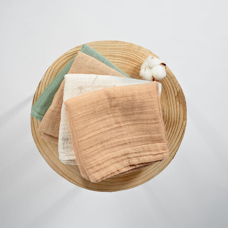 Muselina multifunctionala din bumbac 100% organic HUG.me, 120x120 cm, Oatmeal Beige, 1 bucata, Onino 745459