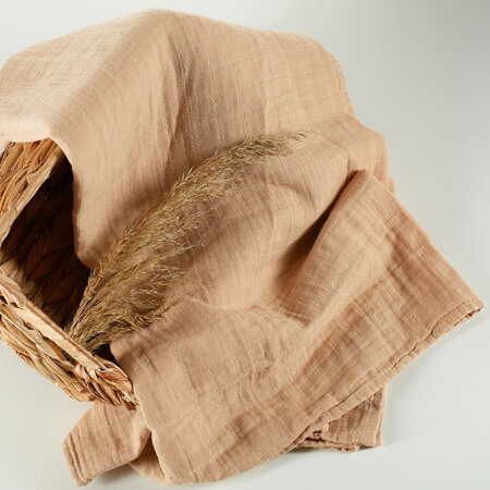 Muselina multifunctionala din bumbac 100% organic HUG.me, 120x120 cm, Oatmeal Beige, 1 bucata, Onino 745457